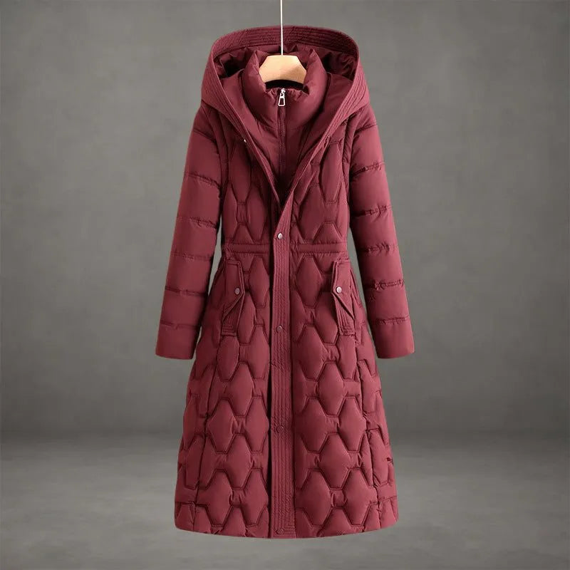 Maren Women's Hooded Longline Quilted Puffer Coat