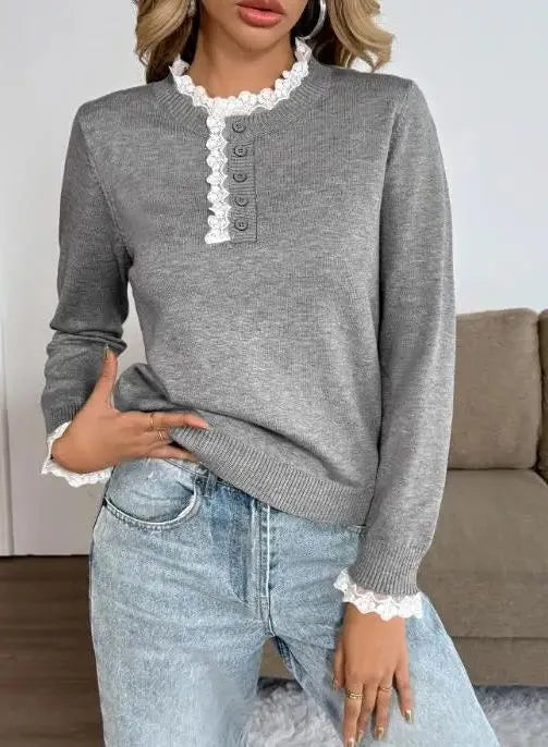 Melodie Women's Ribbed Knit Crew Neck Sweater