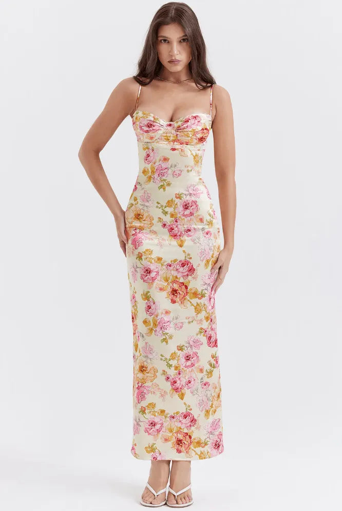 Melusina Women's Floral Sweetheart Maxi Dress