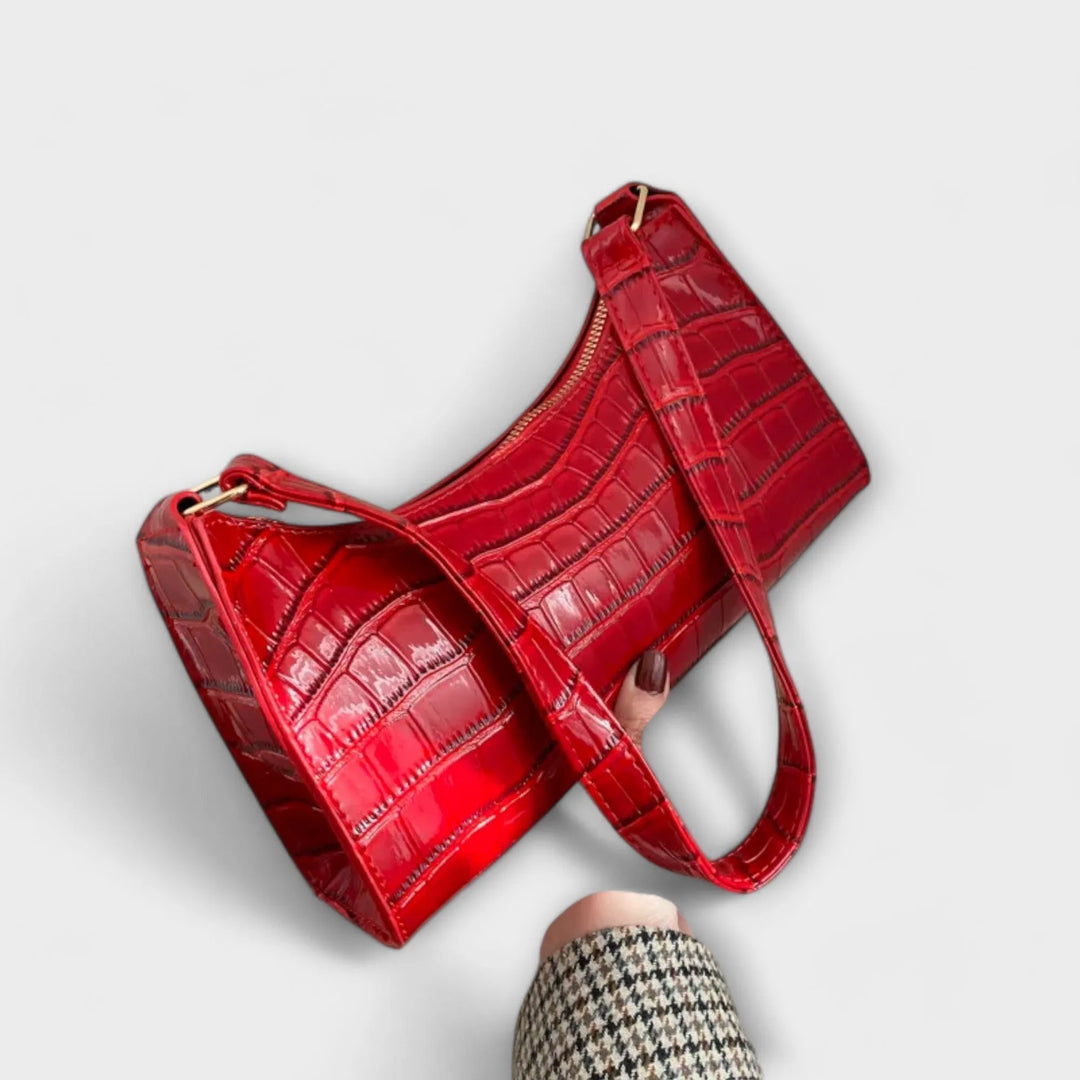 Nia Women's Shiny Crocodile Embossed Shoulder Bag