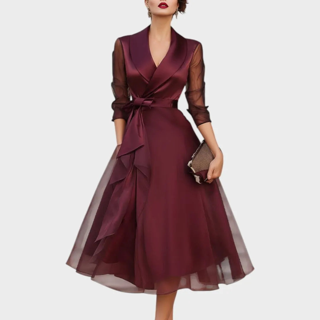Nikita Women's Sheer Sleeve Wrap Midi Dress
