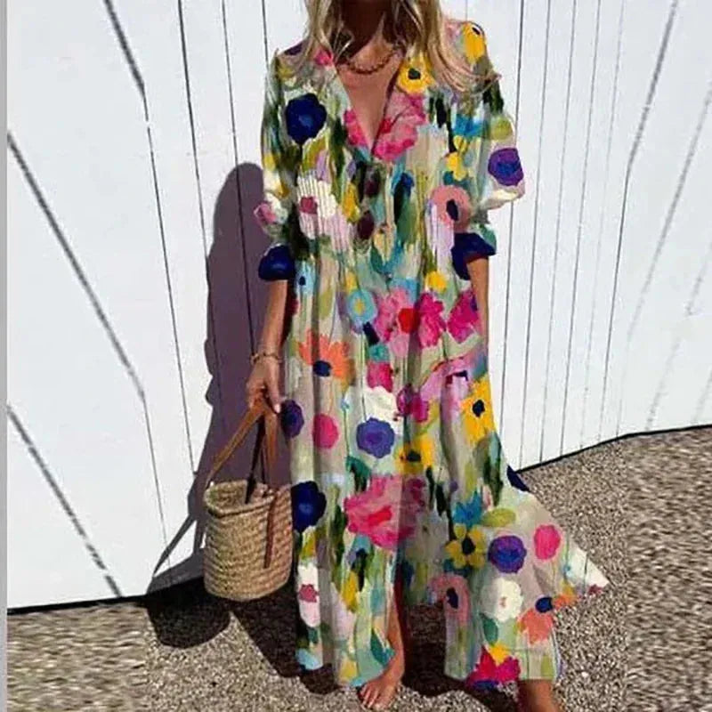 Ora Women's Floral Midi Shirt Dress