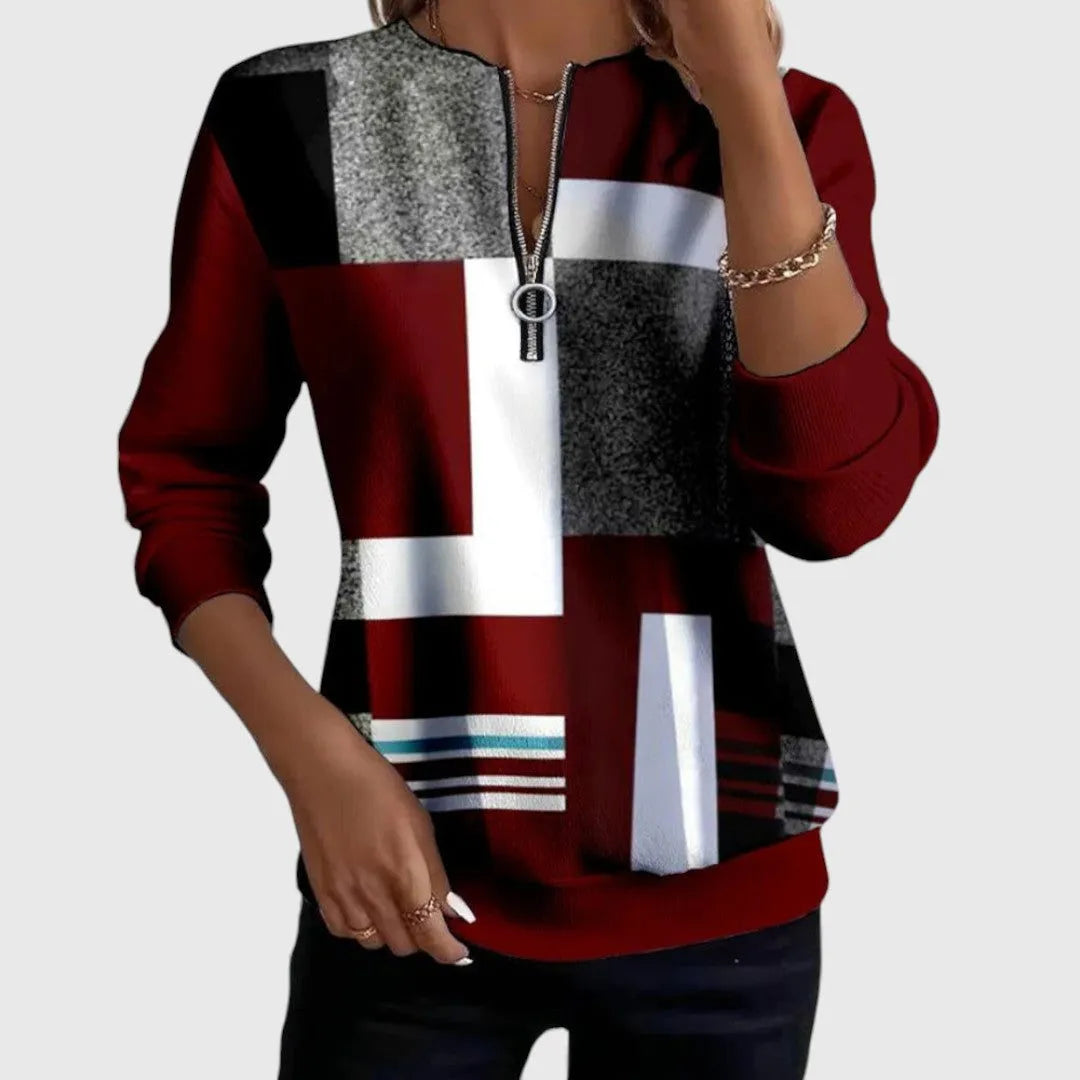 Philippa Women's Color Block Half-Zip Crew Neck Sweater