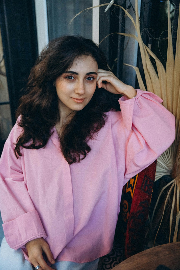 Linen button-down shirt - Pink