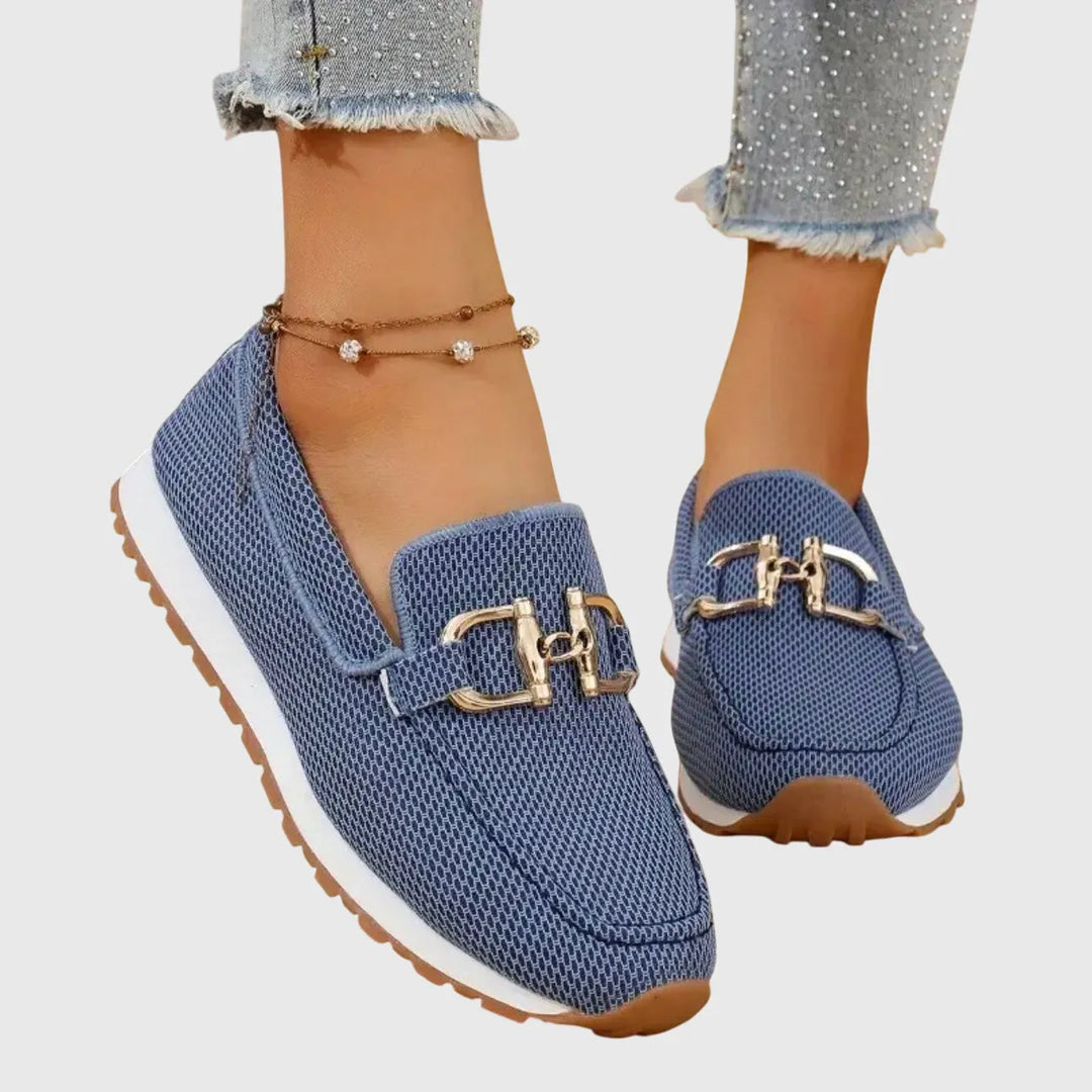 Riane Women's Woven Loafers with Chain Detail