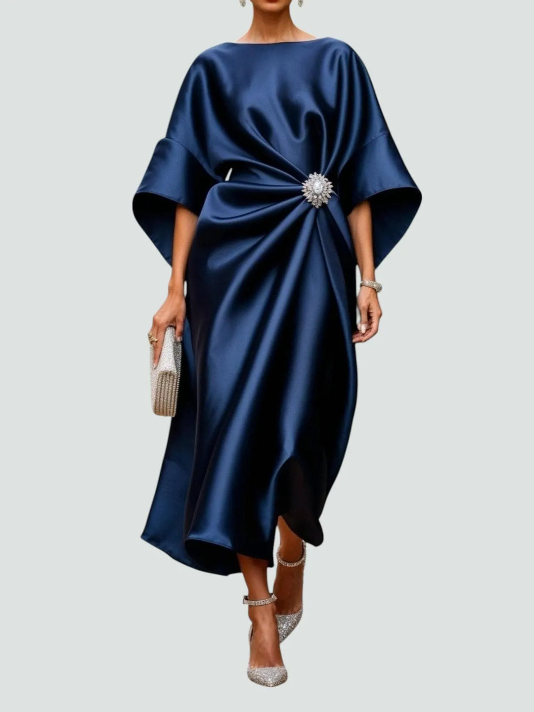 Rikki Women's Batwing Sleeve Wrap Midi Dress