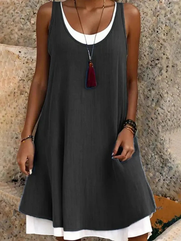 Rylee Women's Scoop Neck Sleeveless A-Line Dress