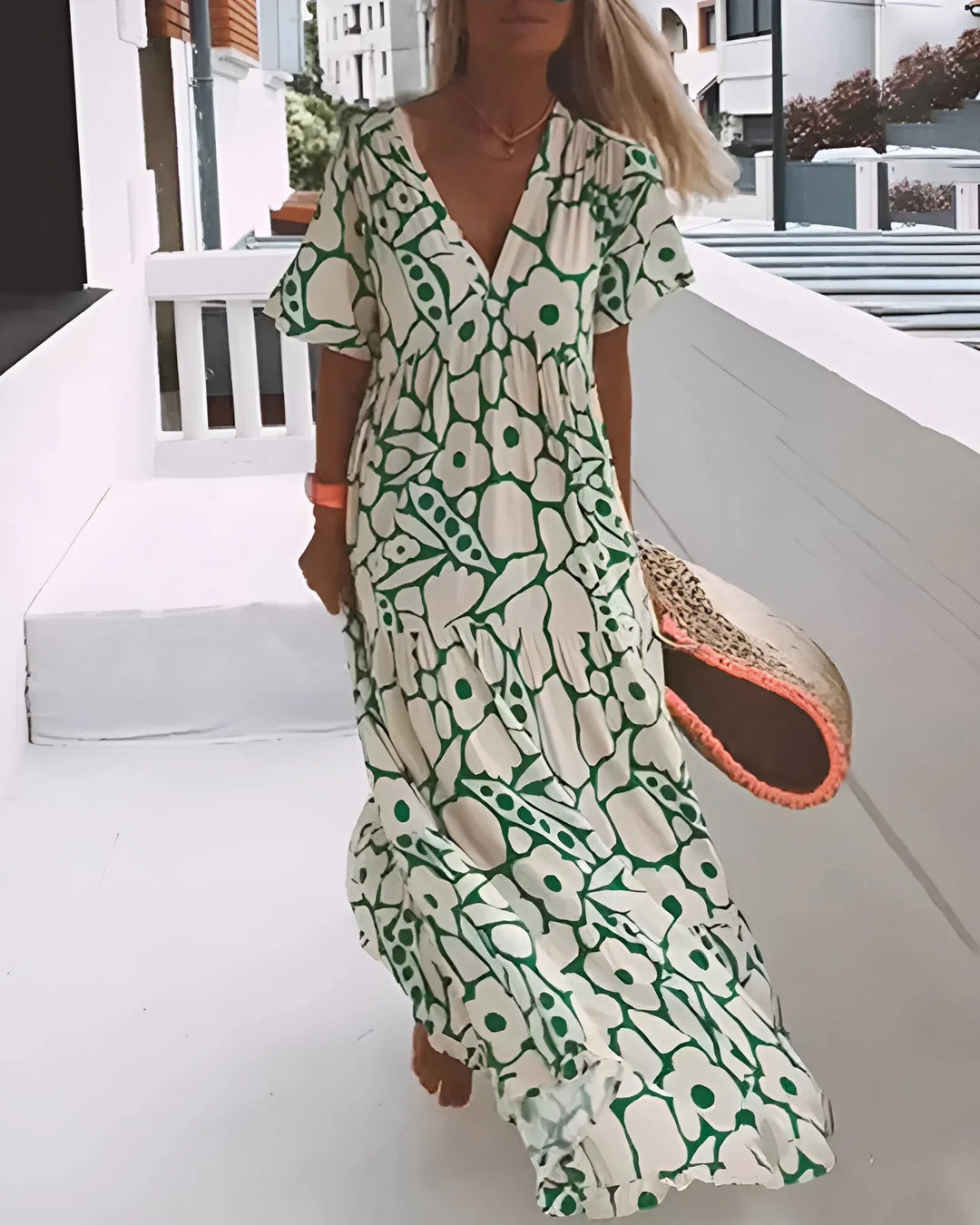 Soraya Women's Abstract Print V-Neck Maxi Dress