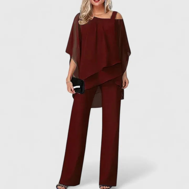 Suri Women's Draped Overlay Wide Leg Pant Set