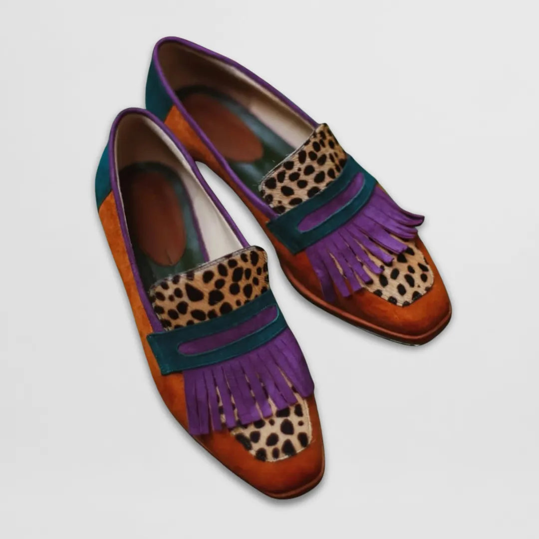 Sylvie Women's Animal Print Fringe Loafers