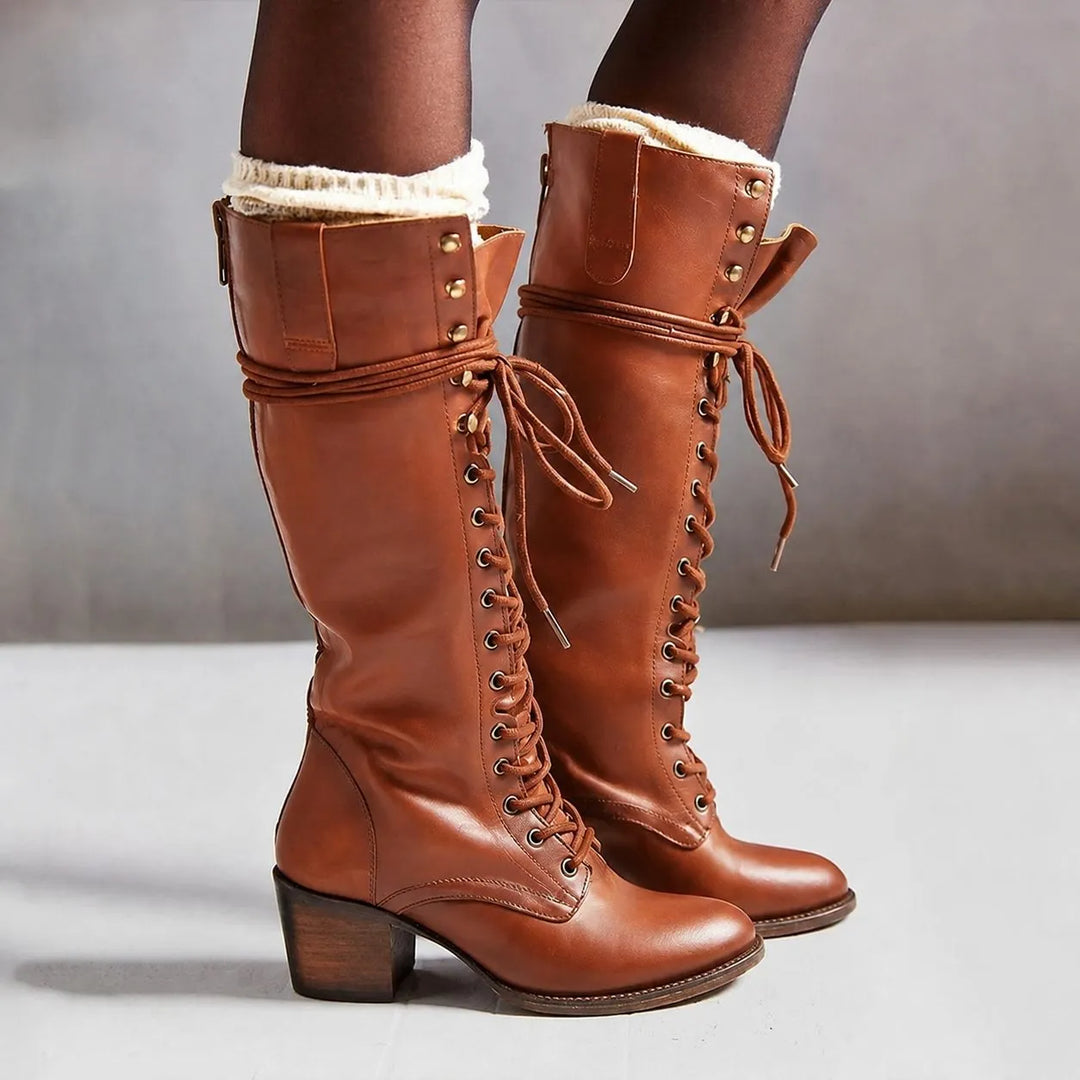 Ursula Women's Lace-Up Block Heel Combat Boots