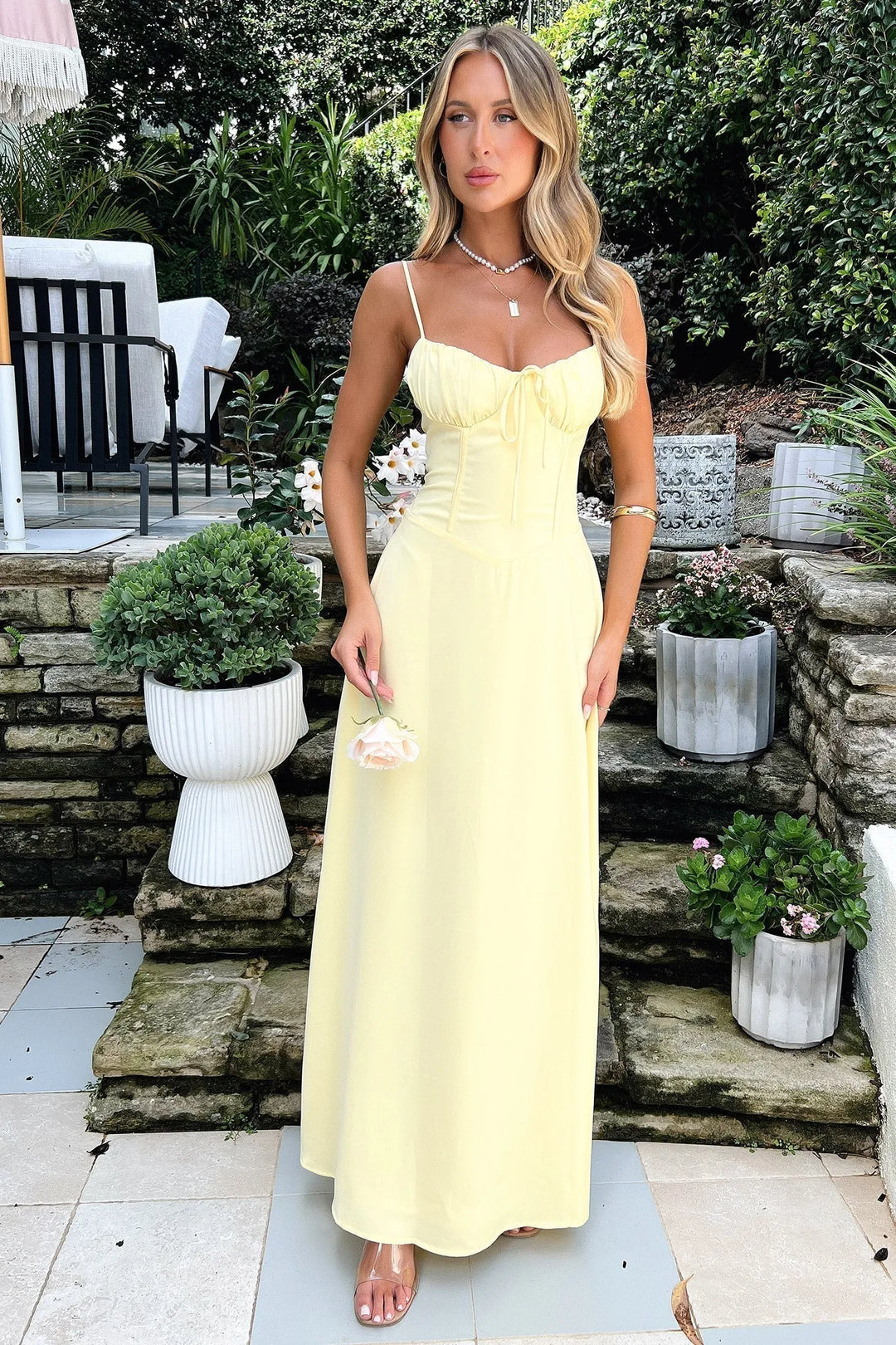 Valentina Women's Spaghetti Strap Sweetheart Maxi Dress