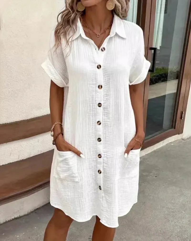 Vivian Women's Cotton Button-Down Shirt Dress