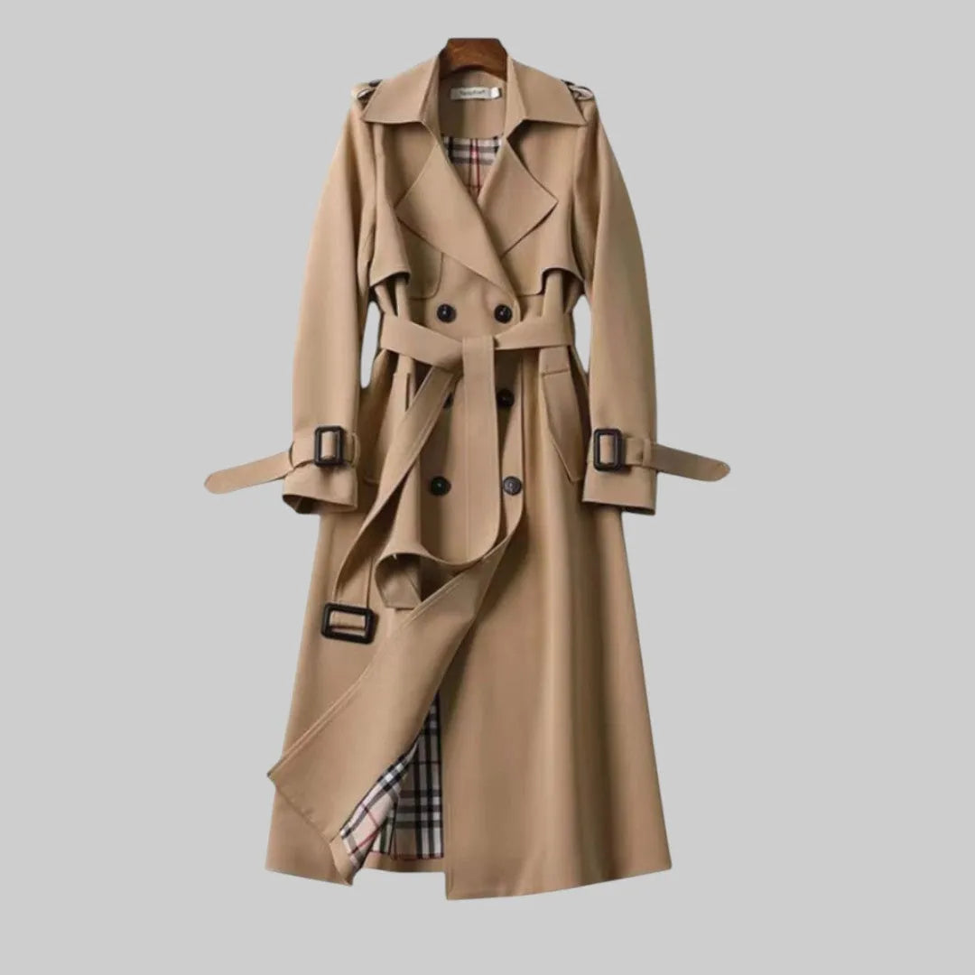 Women's Double-Breasted Belted Midi Trench Coat