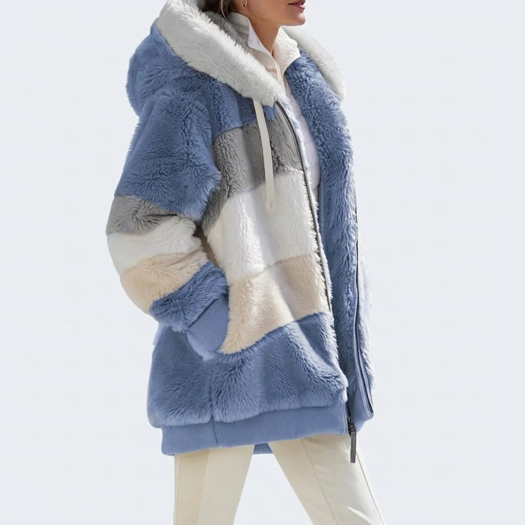 Women's Hooded Faux Fur Fleece-Lined Puffer Jacket