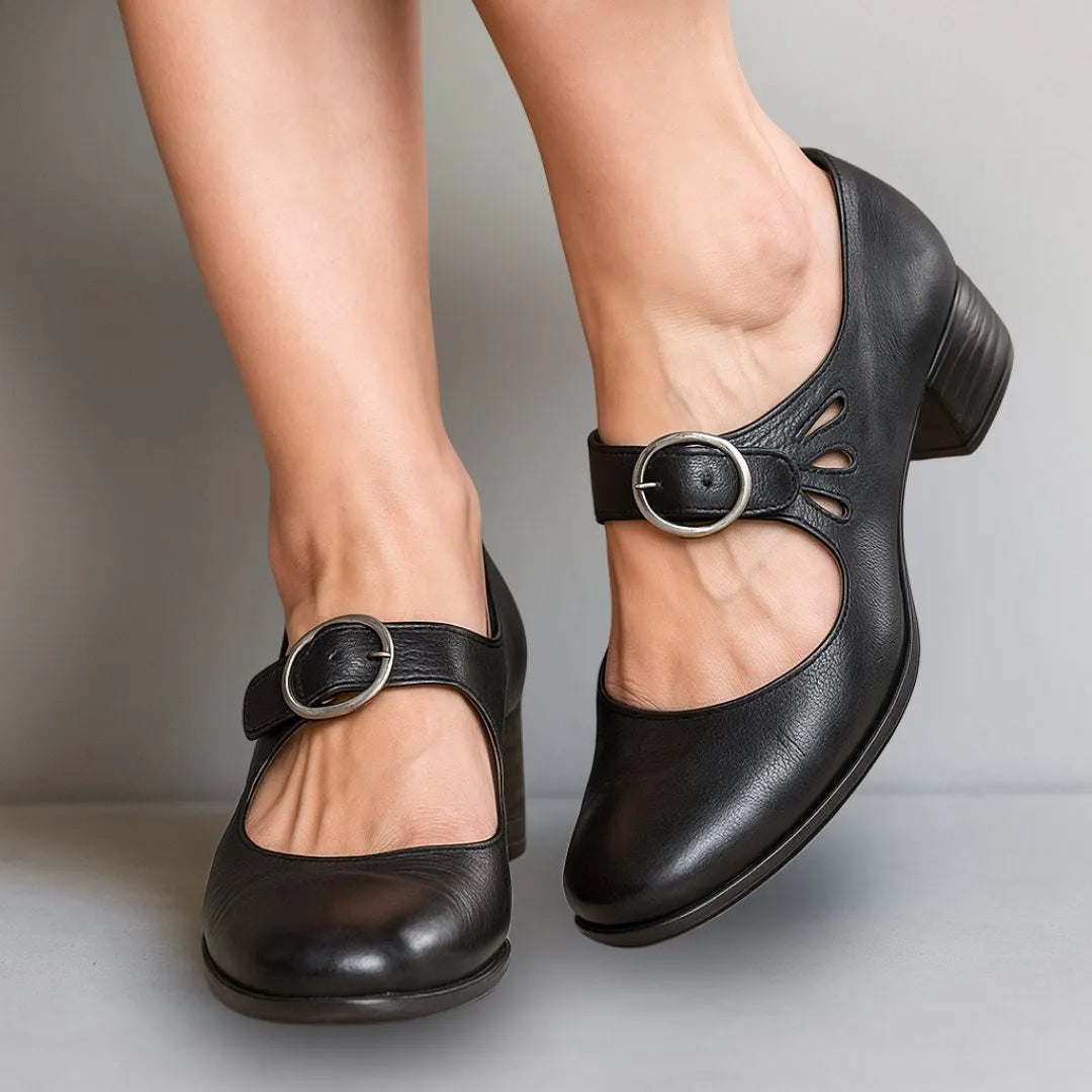Women's Mary Jane Block Heel Shoes with Ankle Strap
